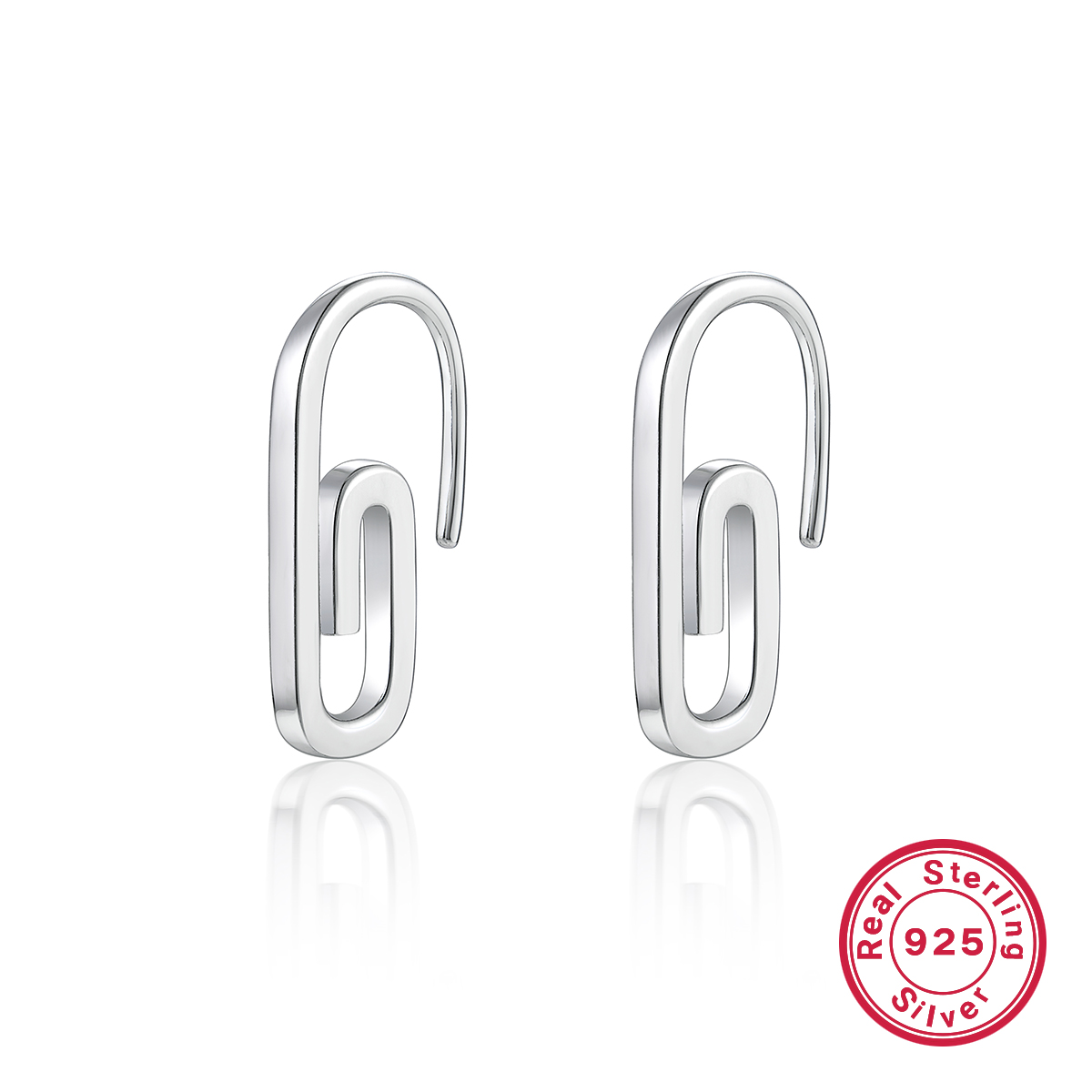 1 Pair Novelty Simple Style Paper Clip Plating Sterling Silver White Gold Plated Earrings display picture 15