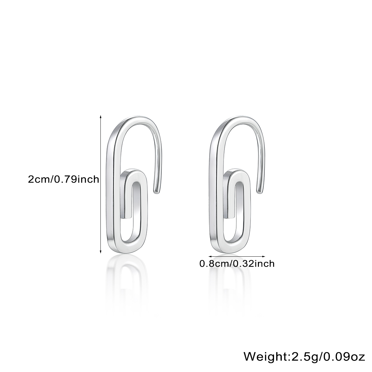1 Pair Novelty Simple Style Paper Clip Plating Sterling Silver White Gold Plated Earrings display picture 1
