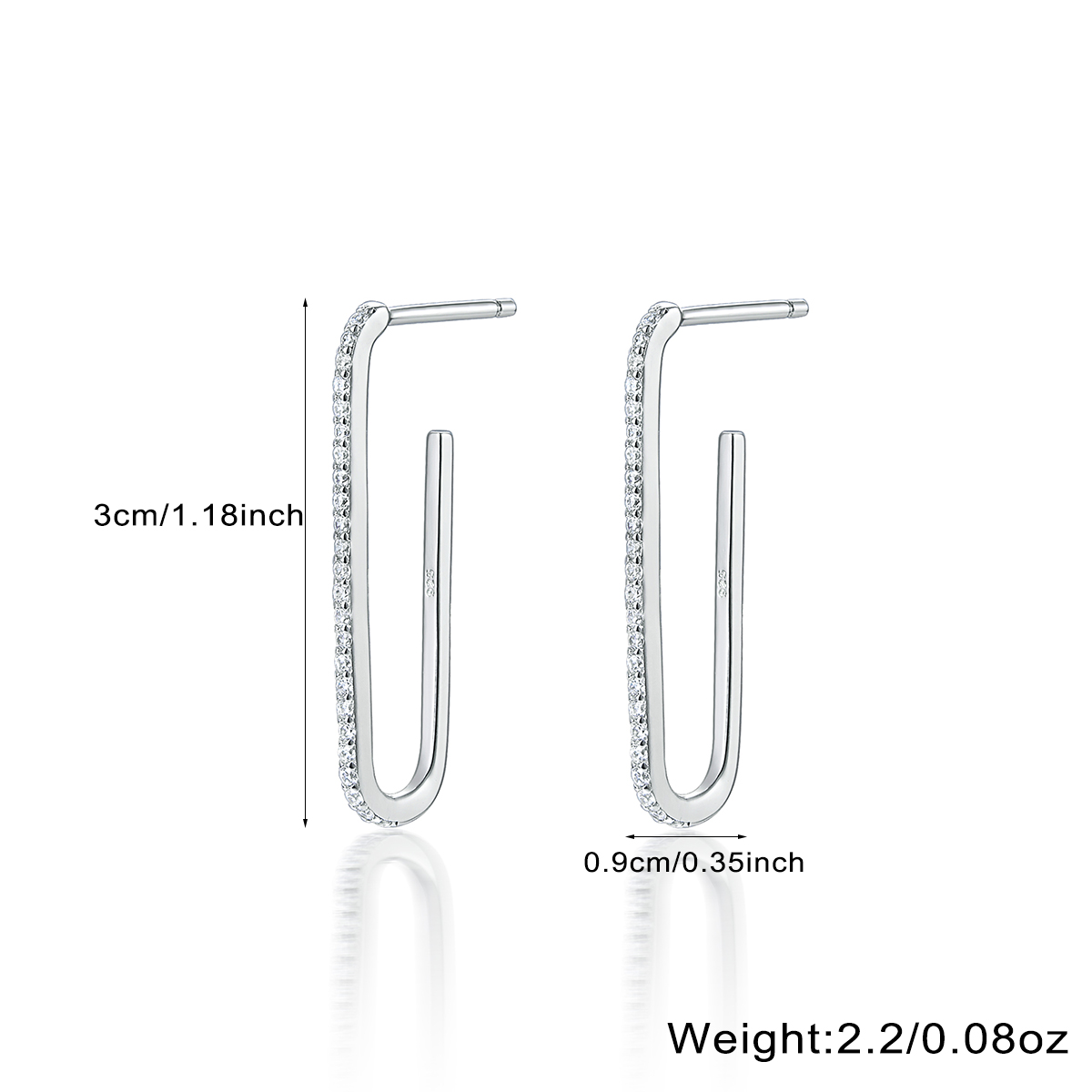 1 Pair Novelty Simple Style Paper Clip Plating Sterling Silver White Gold Plated Earrings display picture 2
