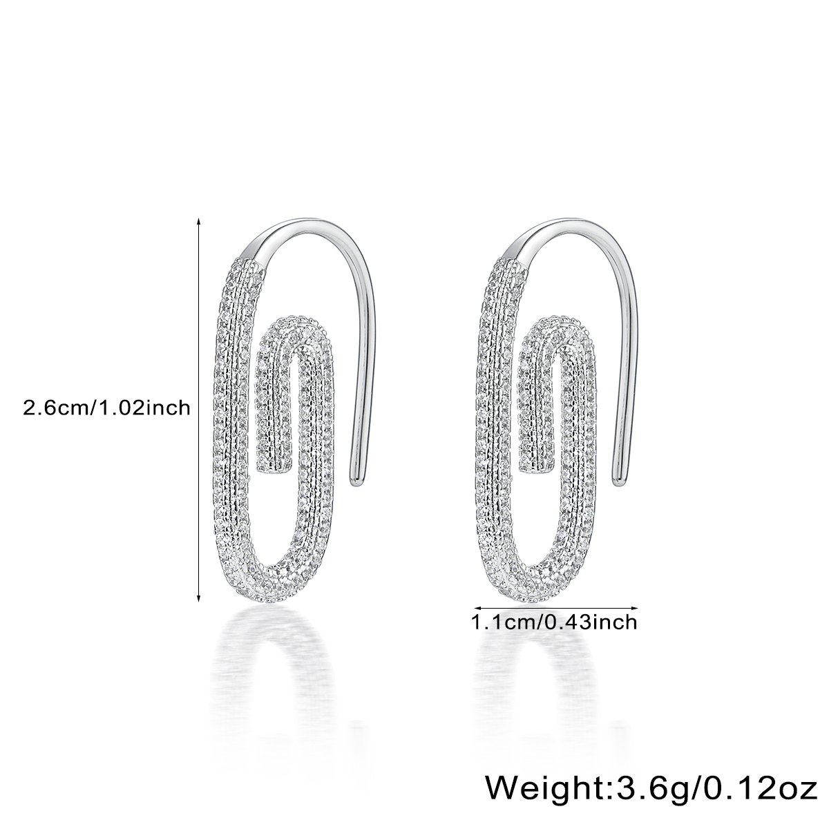 1 Pair Novelty Simple Style Paper Clip Plating Sterling Silver White Gold Plated Earrings display picture 3