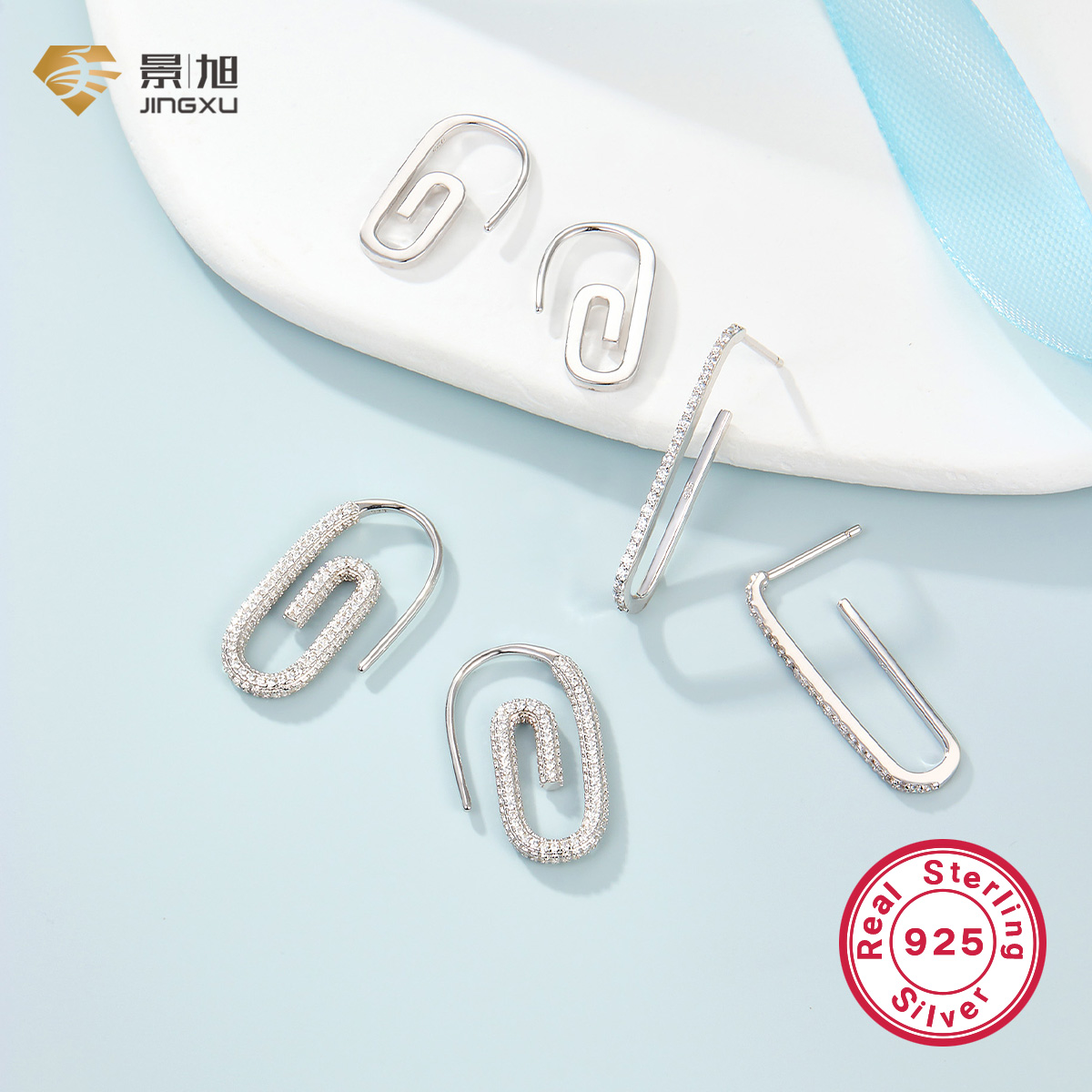 1 Pair Novelty Simple Style Paper Clip Plating Sterling Silver White Gold Plated Earrings display picture 17