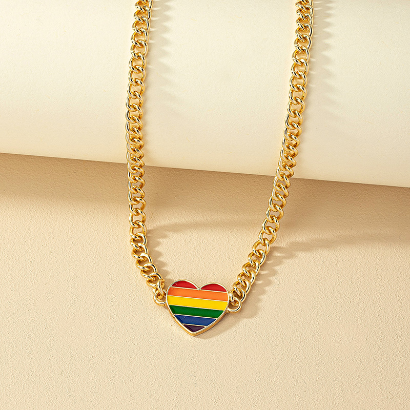Simple Style Korean Style Rainbow Heart Shape Alloy Plating Women's Pendant Necklace display picture 2