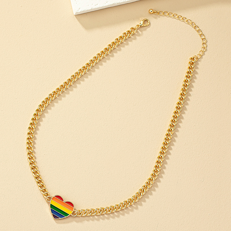 Simple Style Korean Style Rainbow Heart Shape Alloy Plating Women's Pendant Necklace display picture 3