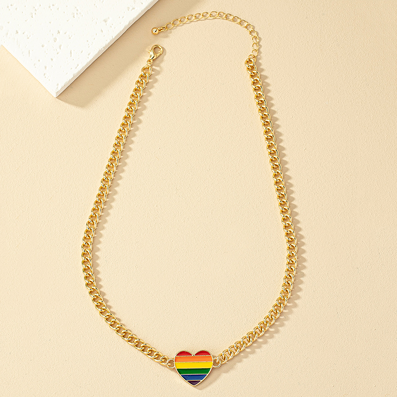 Einfacher Stil Koreanische Art Regenbogen Herzform Legierung Überzug Frau Halskette Mit Anhänger display picture 4