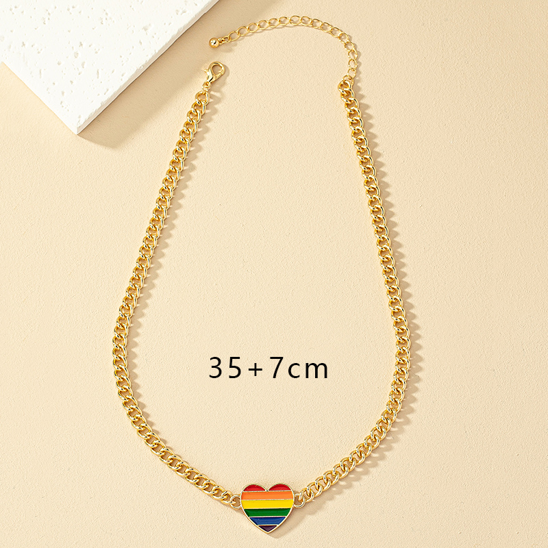Simple Style Korean Style Rainbow Heart Shape Alloy Plating Women's Pendant Necklace display picture 6
