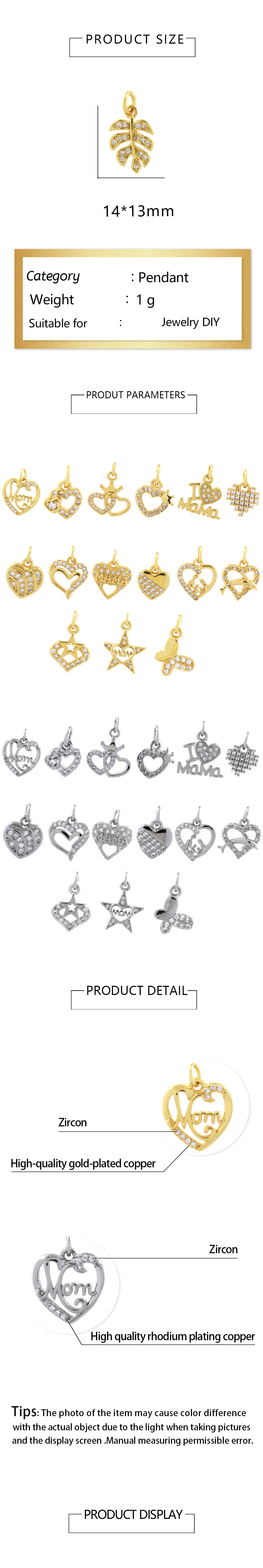 Romantic Simple Style Pentagram Letter Heart Shape Copper Plating Inlay Zircon 18k Gold Plated Charms display picture 1