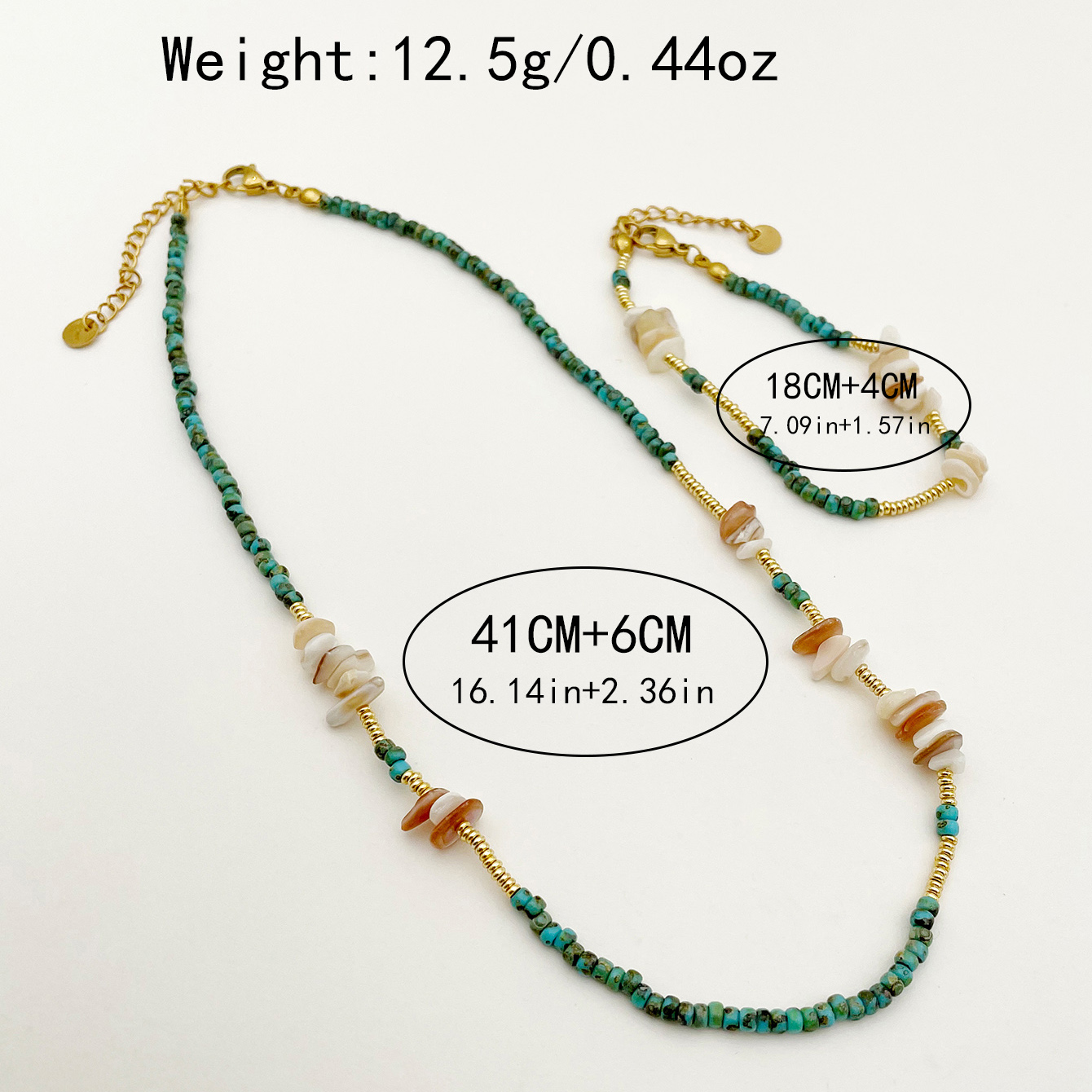 Vintage Style Vacation Color Block Gold Plated Natural Stone Beads 304 Stainless Steel Beaded Gravel Wholesale Bracelets Necklace display picture 3