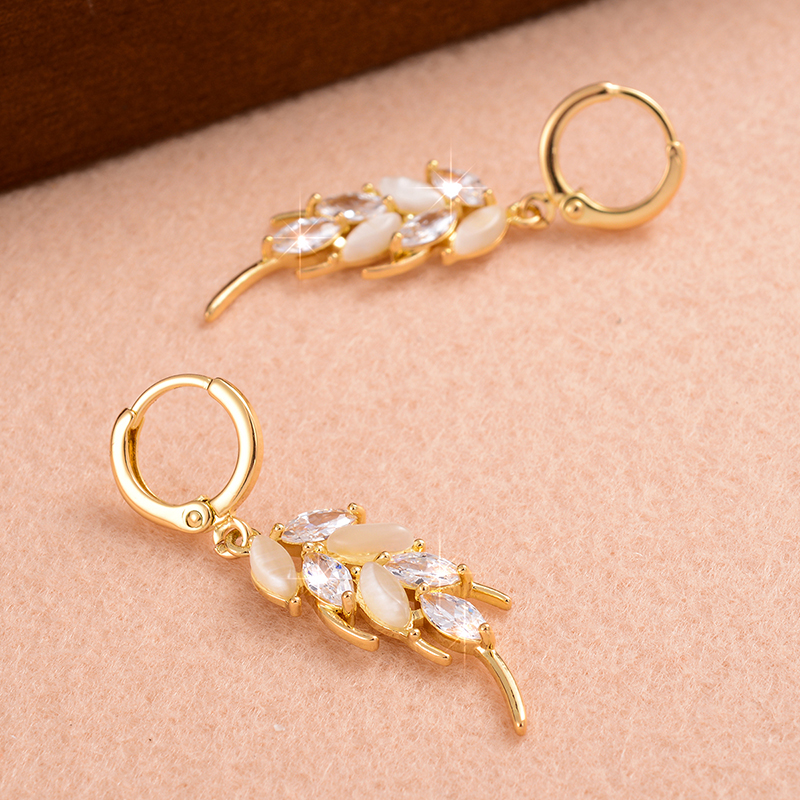 1 Pair Elegant Artistic Grain Plating Inlay Copper Opal Zircon 14k Gold Plated Drop Earrings display picture 5