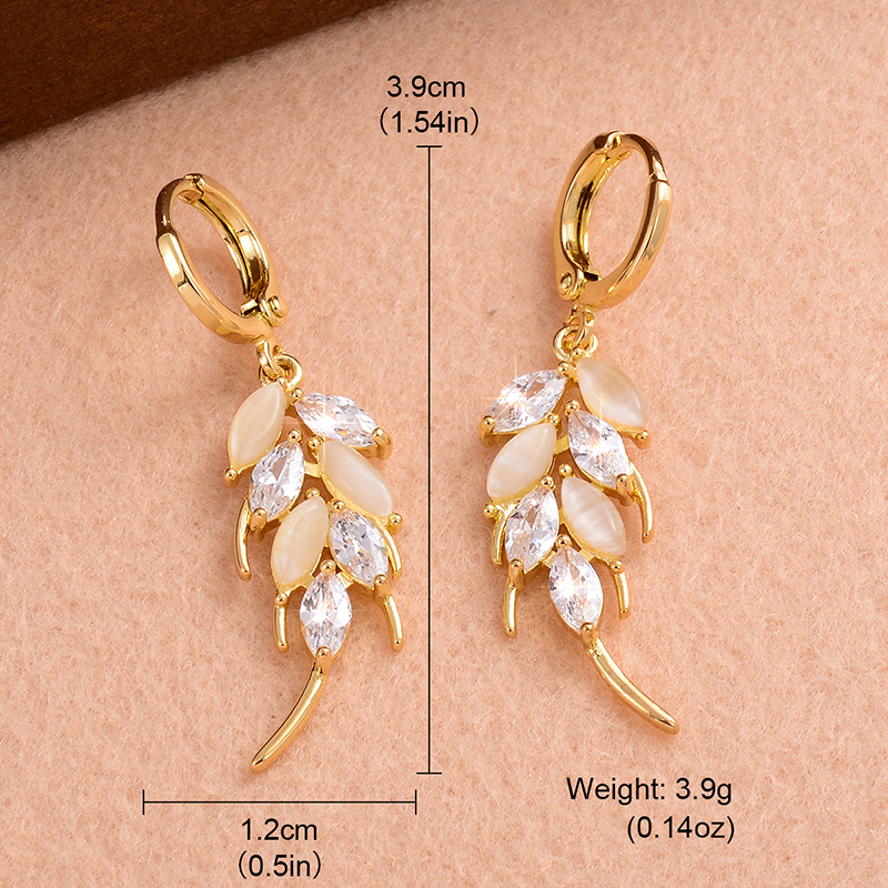 1 Pair Elegant Artistic Grain Plating Inlay Copper Opal Zircon 14k Gold Plated Drop Earrings display picture 1