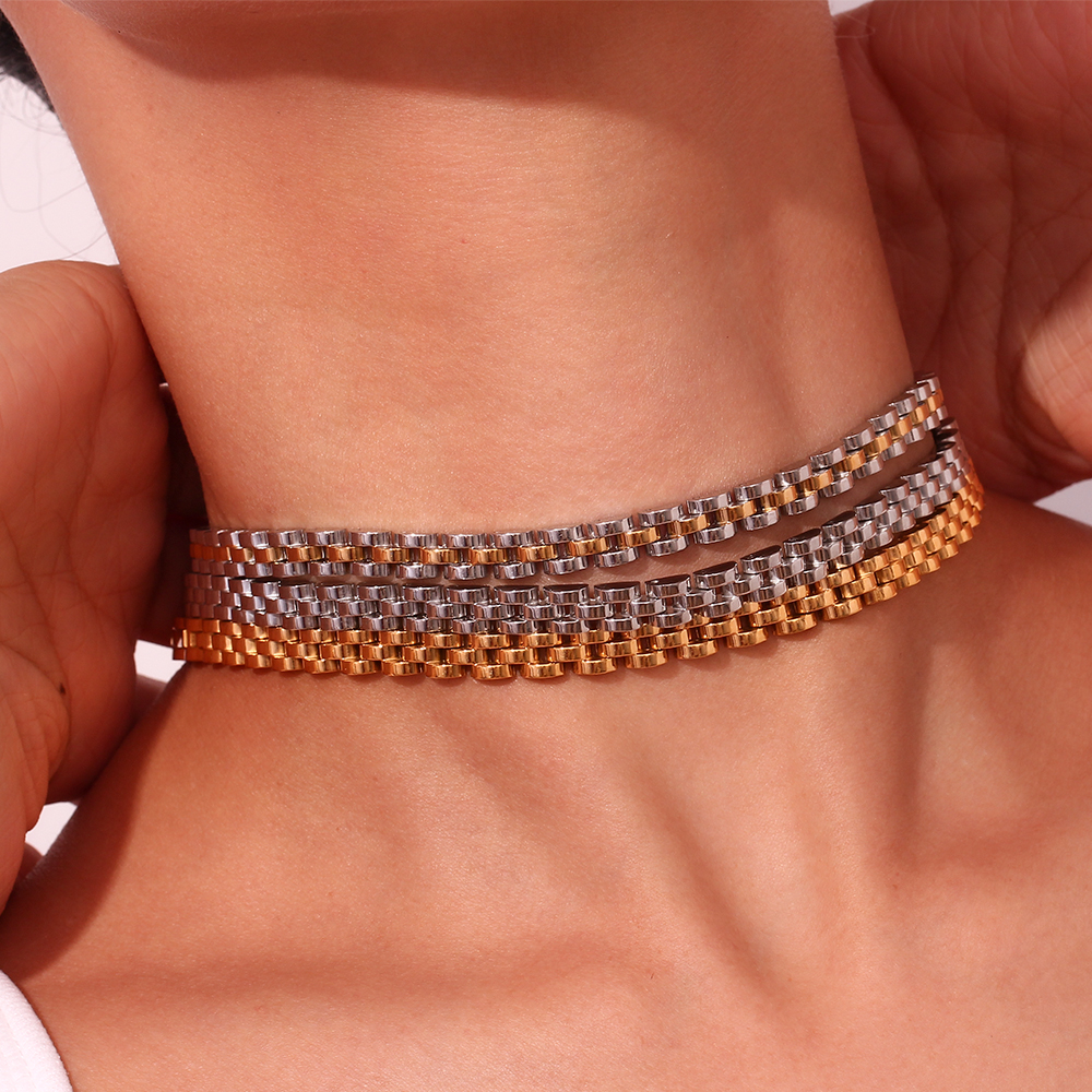 Einfacher Stil Klassischer Stil Geometrisch Rostfreier Stahl Überzug 18 Karat Vergoldet Armbänder Halskette display picture 15