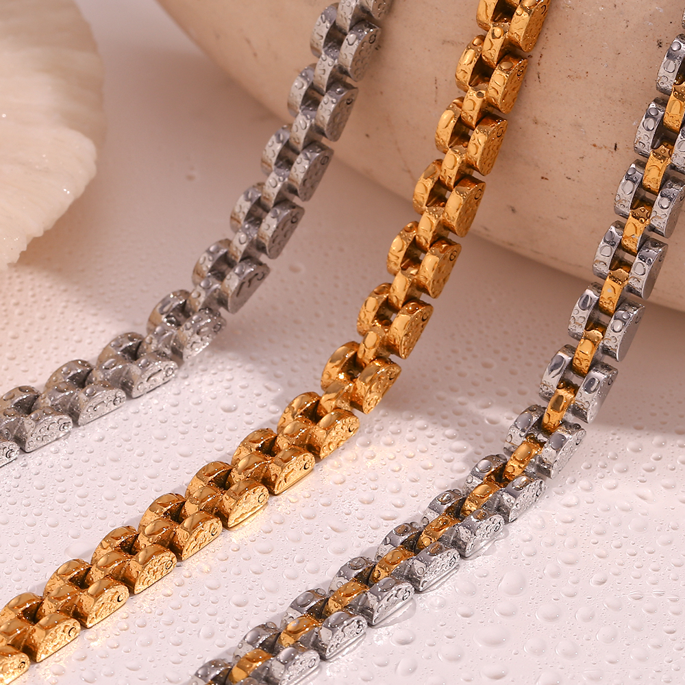 Einfacher Stil Klassischer Stil Geometrisch Rostfreier Stahl Überzug 18 Karat Vergoldet Armbänder Halskette display picture 17