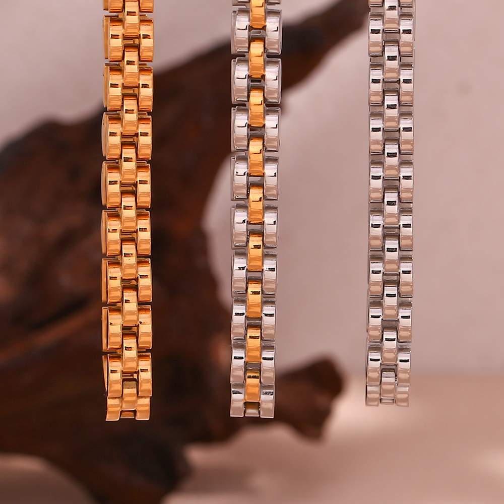 Einfacher Stil Klassischer Stil Geometrisch Rostfreier Stahl Überzug 18 Karat Vergoldet Armbänder Halskette display picture 14