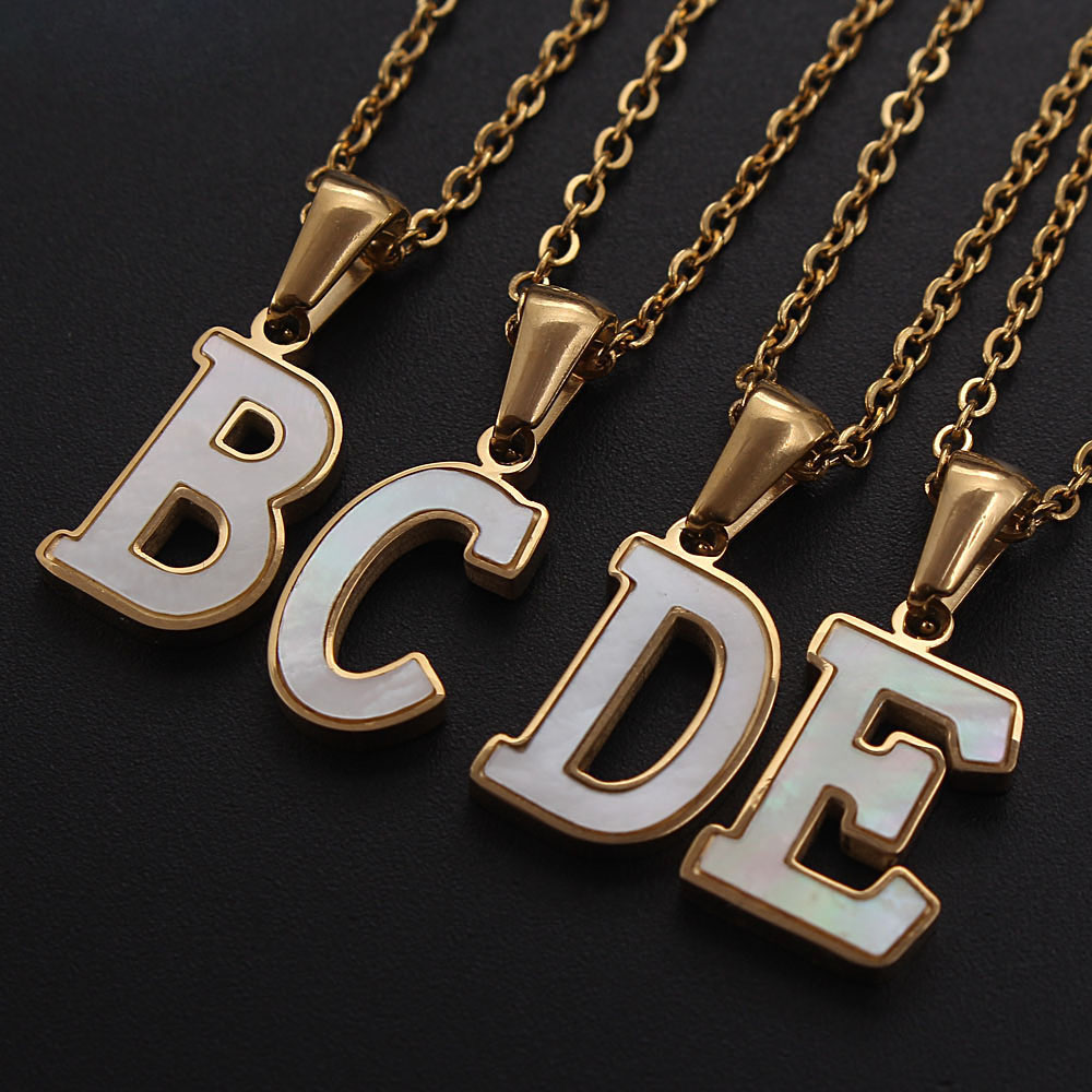 Acier Inoxydable 304 Plaqué Or Style Simple Commuer Placage Incruster Lettre Coquille Pendentif display picture 2