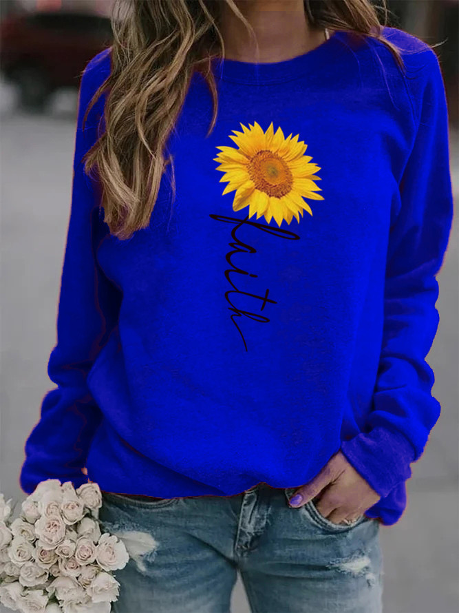Women's Hoodie Long Sleeve Hoodies & Sweatshirts Printing Casual Sunflower Letter display picture 5
