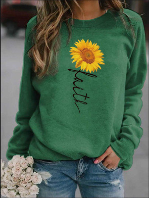 Mujeres Sudadera Manga Larga Sudaderas Con Capucha Y Sudaderas Impresión Casual Girasol Letra display picture 7