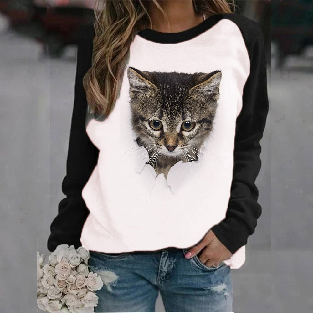 Women's Hoodie Long Sleeve Hoodies & Sweatshirts Printing Casual Cute Cat display picture 1