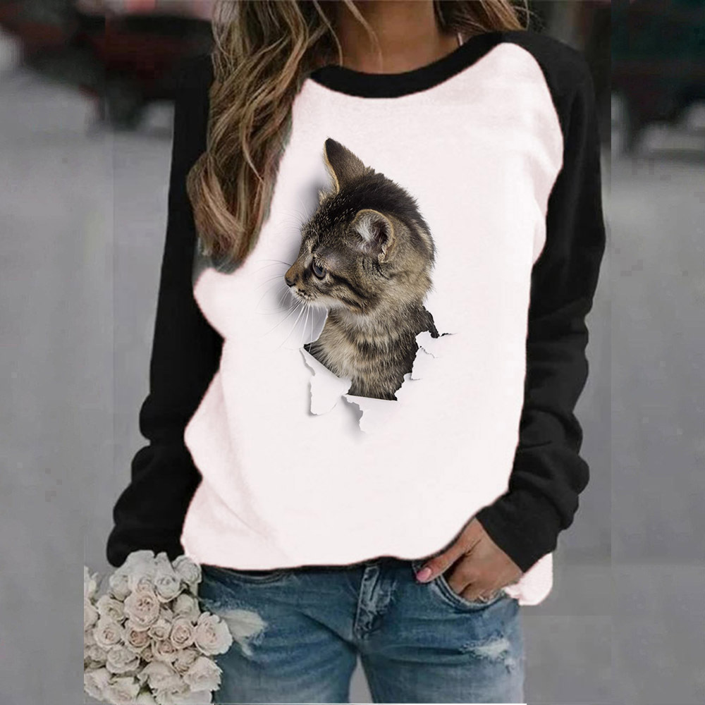 Women's Hoodie Long Sleeve Hoodies & Sweatshirts Printing Casual Cute Cat display picture 4
