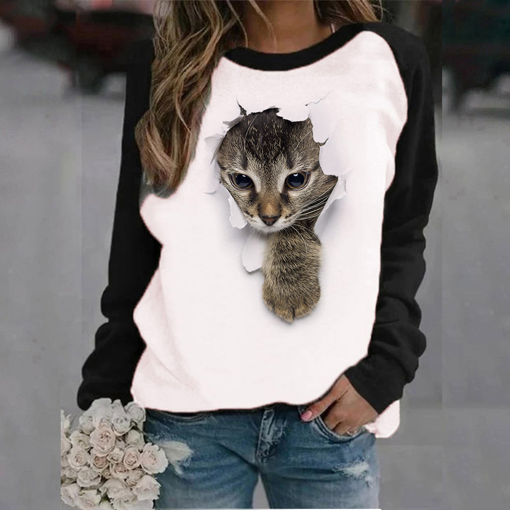 Women's Hoodie Long Sleeve Hoodies & Sweatshirts Printing Casual Cute Cat display picture 6