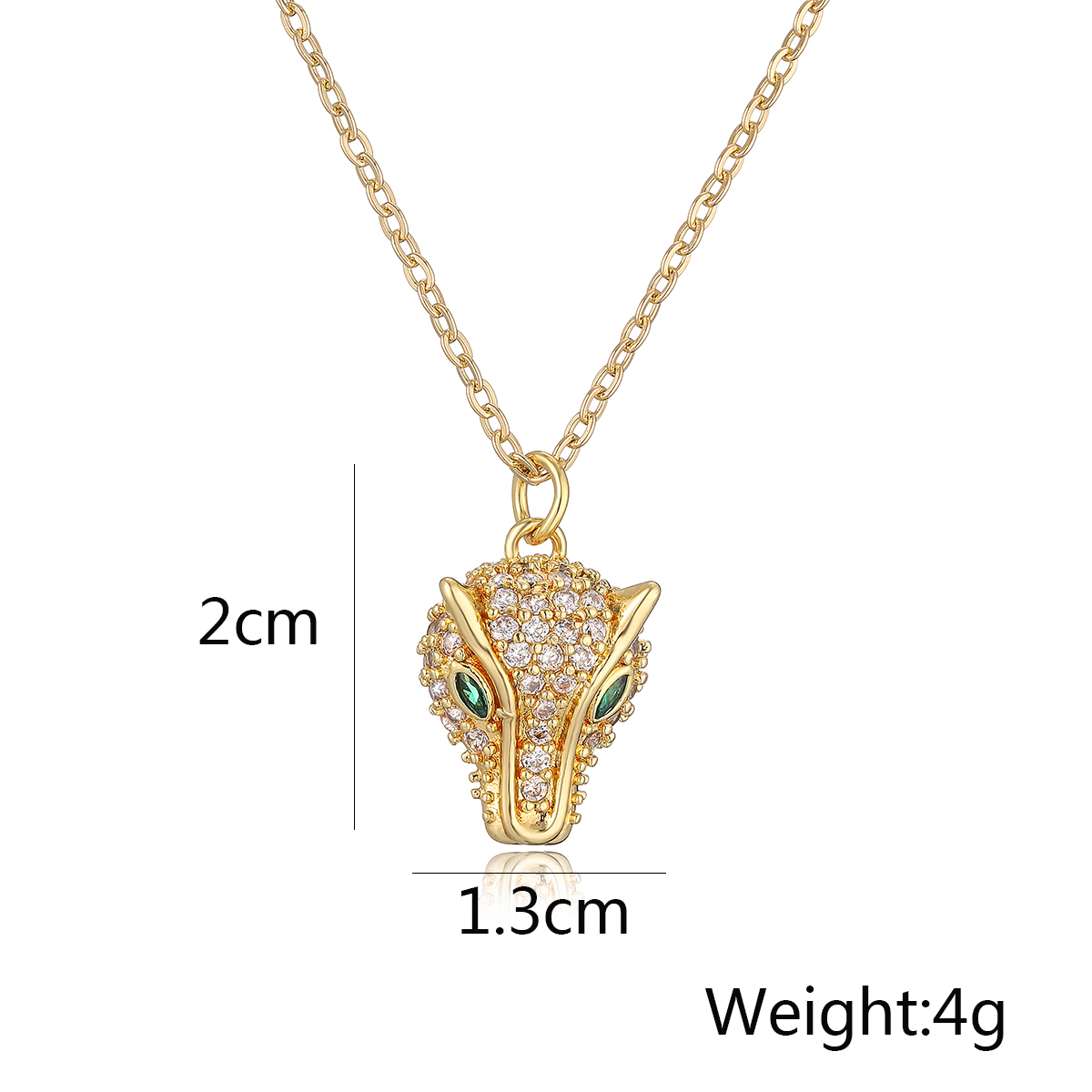 Hip-hop Simple Style Leopard Head Copper 18k Gold Plated Diamond Pendant Necklace In Bulk display picture 1