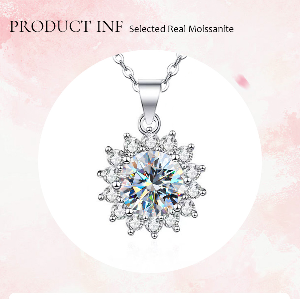 Wholesale Sweet Snowflake Sterling Silver Gra Inlay Moissanite Pendant Necklace display picture 1