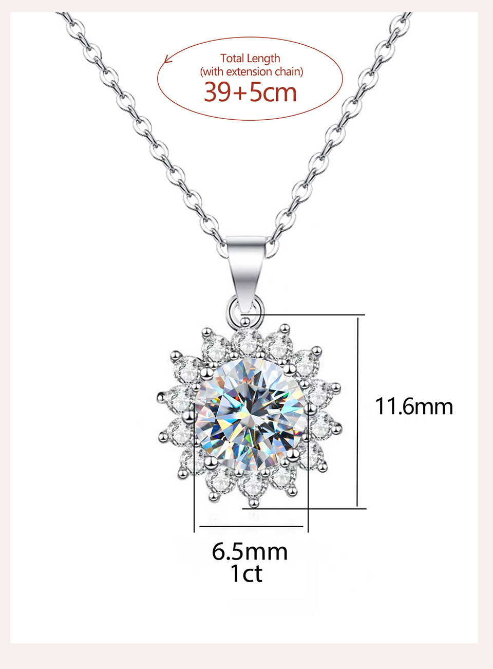 Wholesale Sweet Snowflake Sterling Silver Gra Inlay Moissanite Pendant Necklace display picture 4