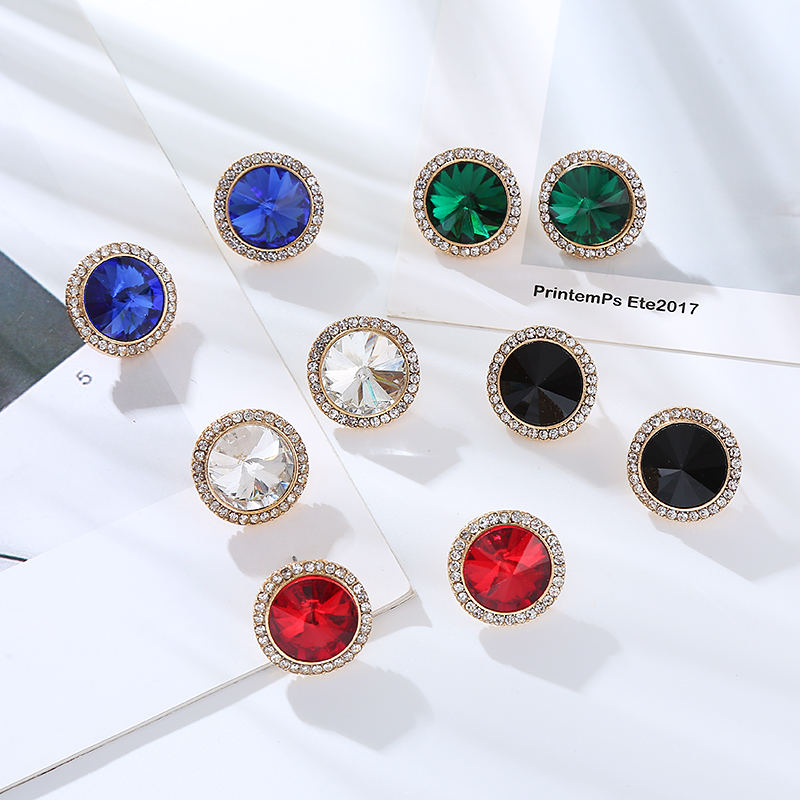 1 Pair Simple Style Round Inlay Alloy Rhinestones Ear Studs display picture 2