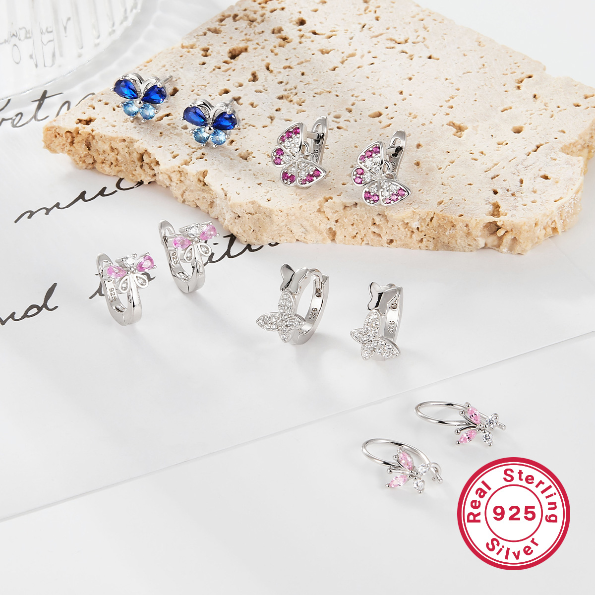1 Paire Mignon Style Simple Brillant Papillon Placage Incruster Argent Sterling Zircon Or Blanc Plaqué Des Boucles D'Oreilles Boucles D'Oreilles display picture 6