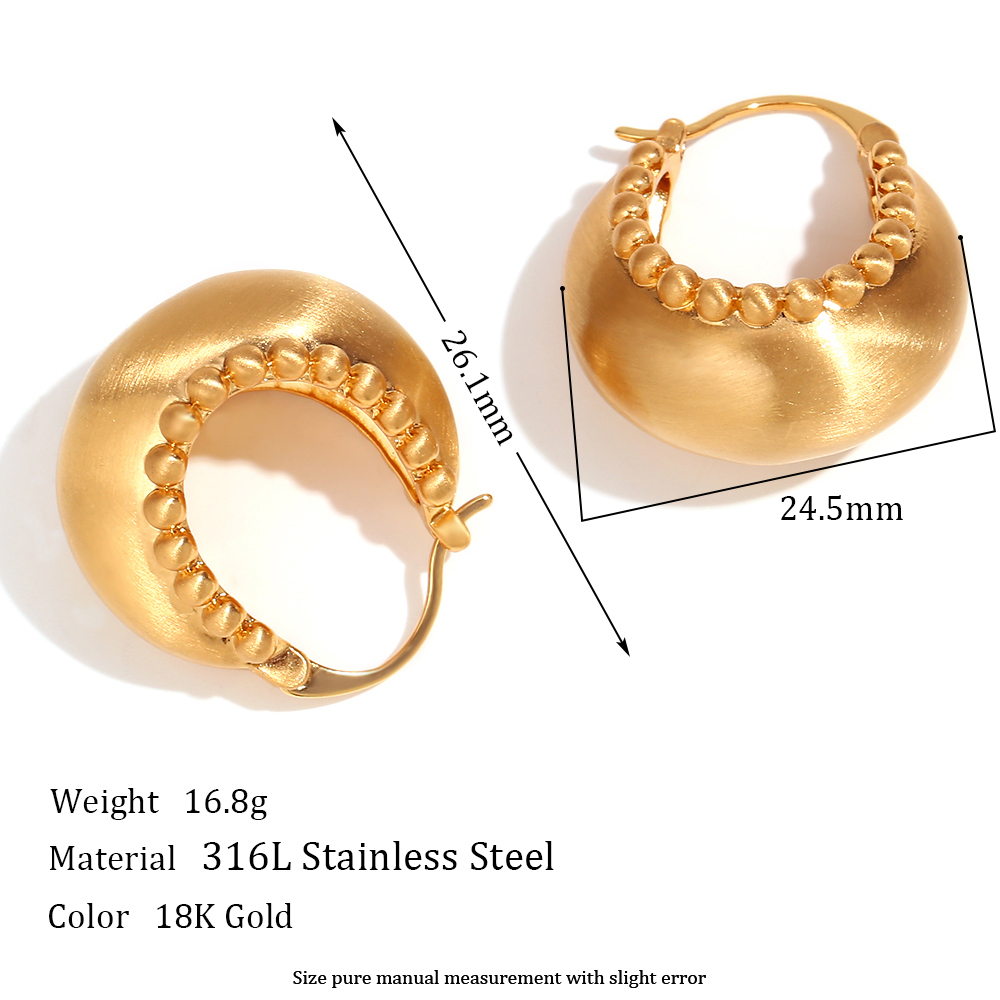1 Pair Vintage Style Simple Style Classic Style Round Plating Stainless Steel 18k Gold Plated Earrings display picture 2