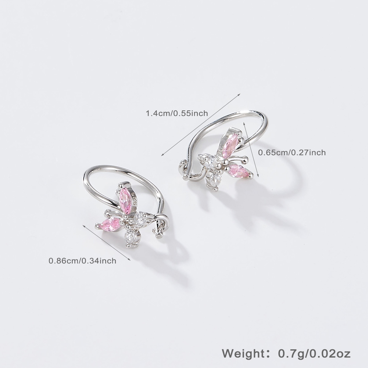 1 Paire Mignon Style Simple Brillant Papillon Placage Incruster Argent Sterling Zircon Or Blanc Plaqué Des Boucles D'Oreilles Boucles D'Oreilles display picture 3