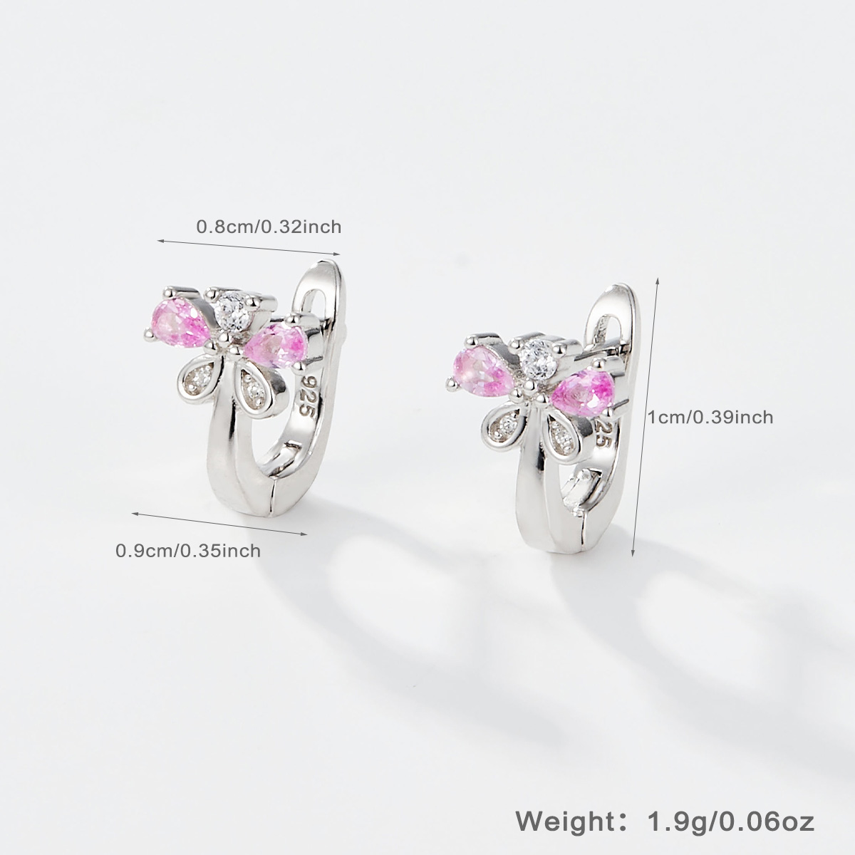 1 Pair Cute Simple Style Shiny Butterfly Plating Inlay Sterling Silver Zircon White Gold Plated Earrings Ear Studs display picture 5