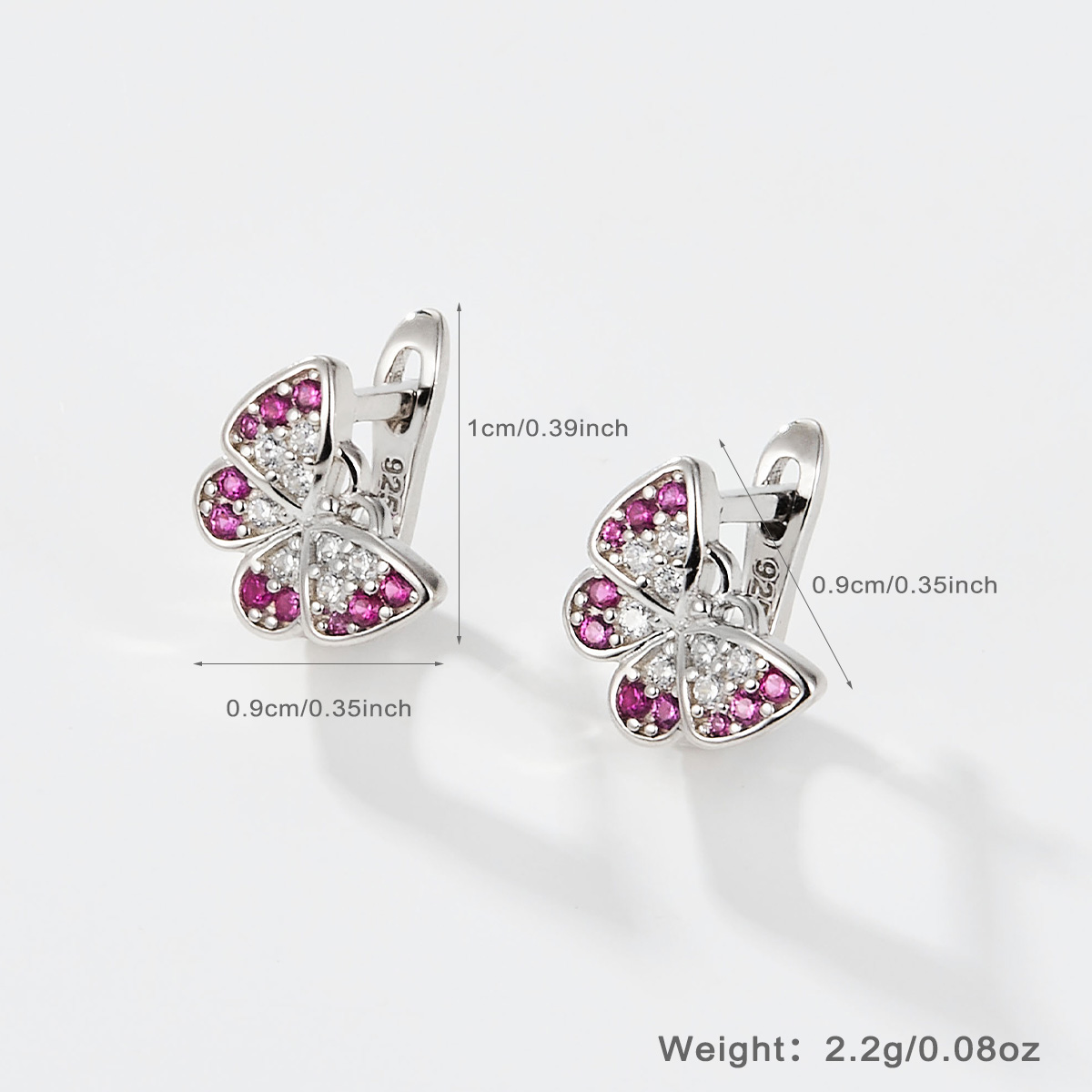 1 Paire Mignon Style Simple Brillant Papillon Placage Incruster Argent Sterling Zircon Or Blanc Plaqué Des Boucles D'Oreilles Boucles D'Oreilles display picture 4
