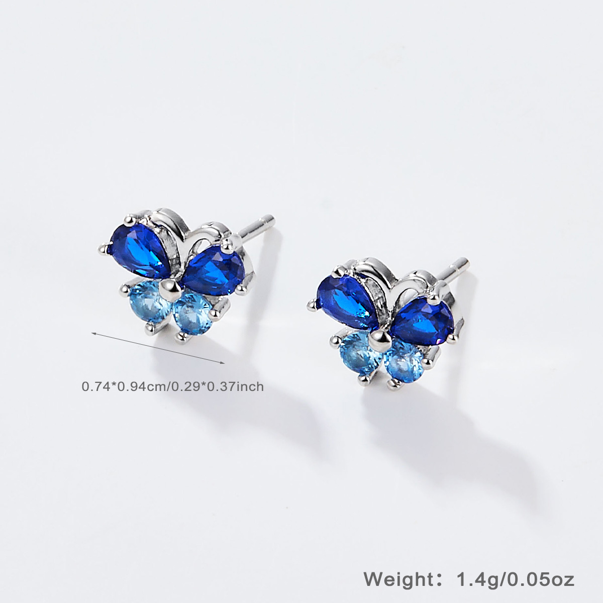 1 Pair Cute Simple Style Shiny Butterfly Plating Inlay Sterling Silver Zircon White Gold Plated Earrings Ear Studs display picture 1