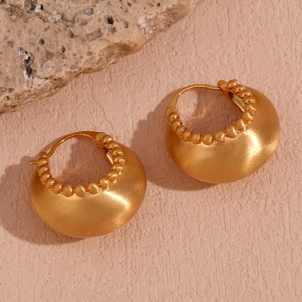 1 Pair Vintage Style Simple Style Classic Style Round Plating Stainless Steel 18k Gold Plated Earrings display picture 12