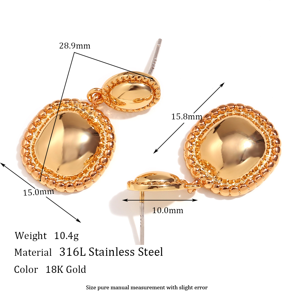 1 Pair Basic Vintage Style Classic Style Solid Color Plating Stainless Steel 18k Gold Plated Drop Earrings display picture 2