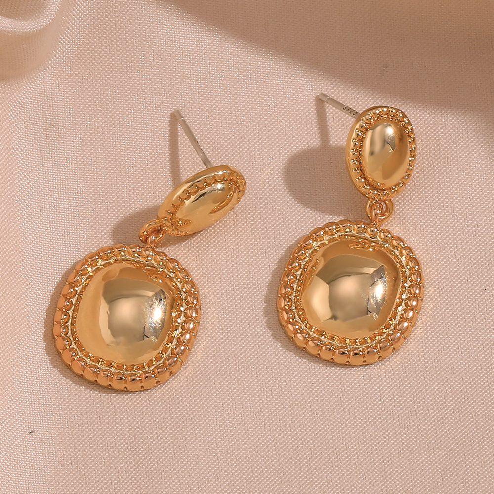 1 Pair Basic Vintage Style Classic Style Solid Color Plating Stainless Steel 18k Gold Plated Drop Earrings display picture 9