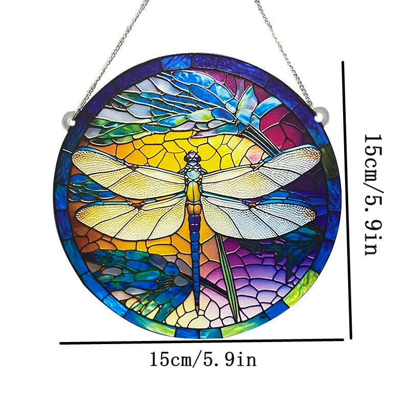 Classic Style Round Dragonfly Butterfly Arylic Pendant display picture 3