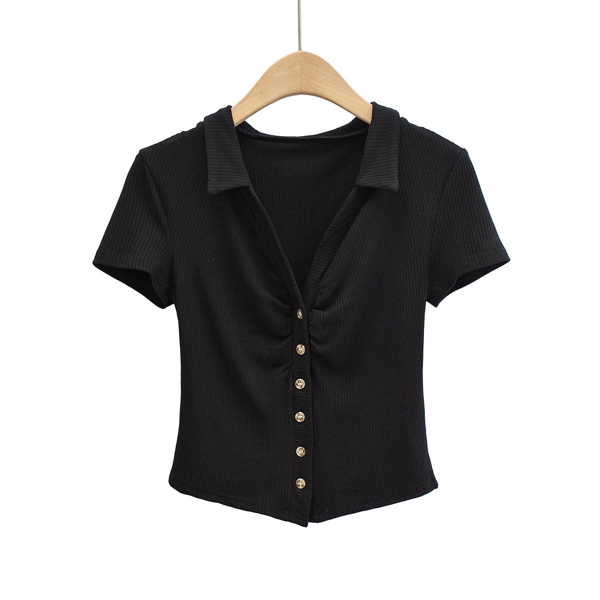 Women's Blouse Short Sleeve Blouses Pleated Casual Solid Color display picture 4