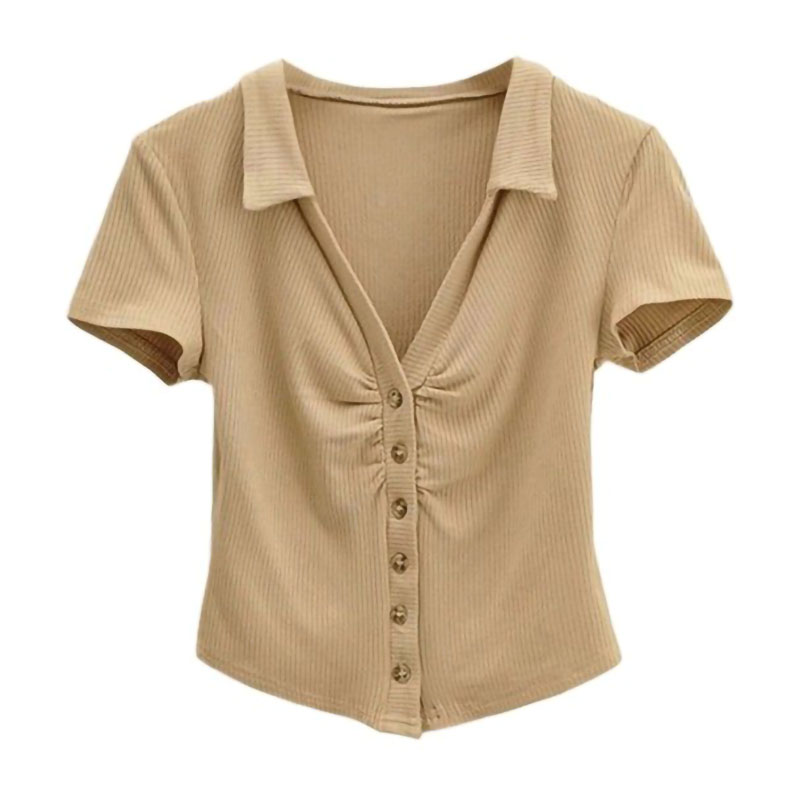 Women's Blouse Short Sleeve Blouses Pleated Casual Solid Color display picture 3
