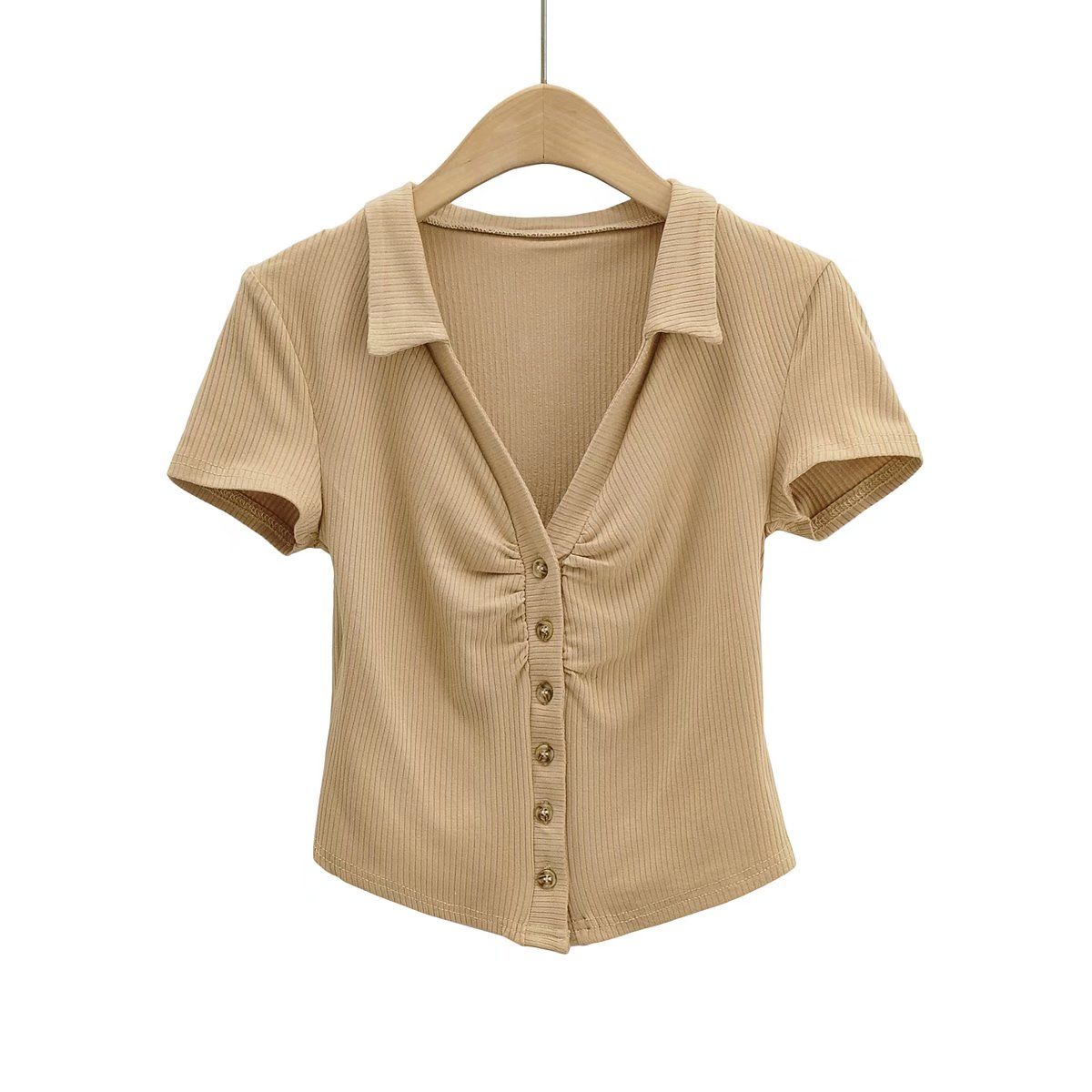 Women's Blouse Short Sleeve Blouses Pleated Casual Solid Color display picture 5