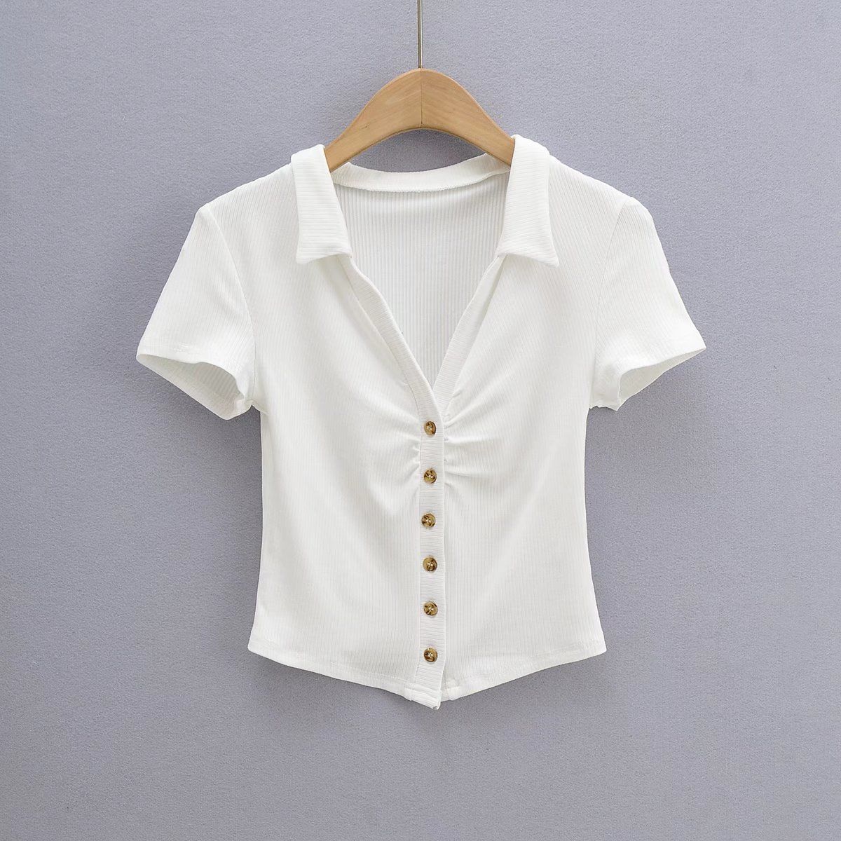 Women's Blouse Short Sleeve Blouses Pleated Casual Solid Color display picture 6