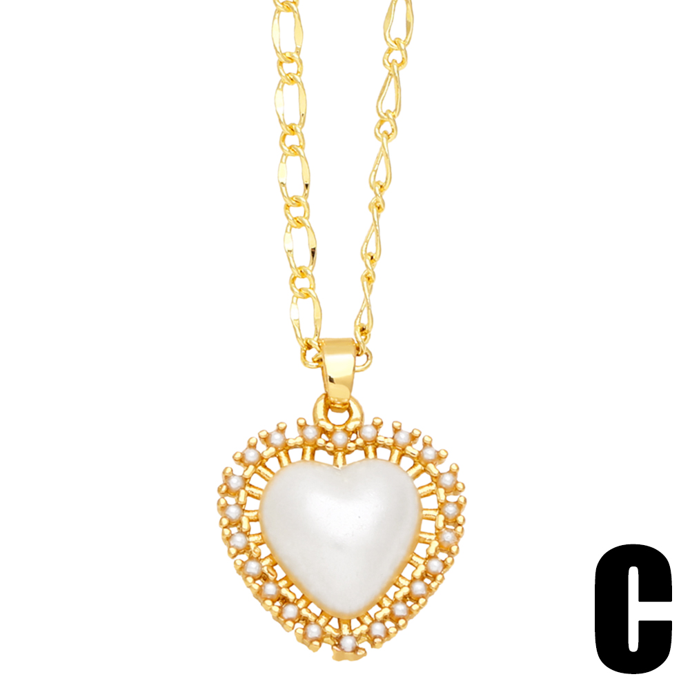 Elegant Lady Simple Style Heart Shape Copper 18k Gold Plated Beads Zircon Pendant Necklace In Bulk display picture 5