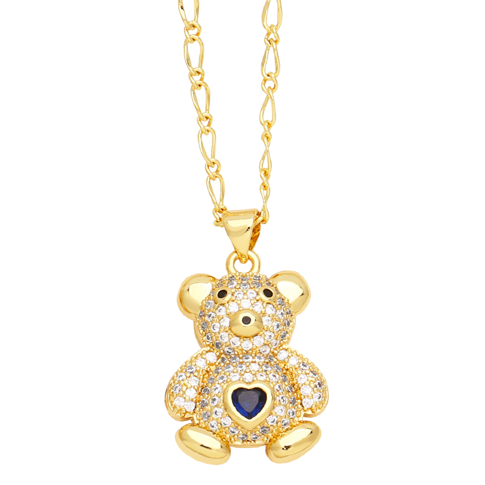 Cute Streetwear Little Bear Heart Shape Copper 18k Gold Plated Zircon Pendant Necklace In Bulk display picture 5