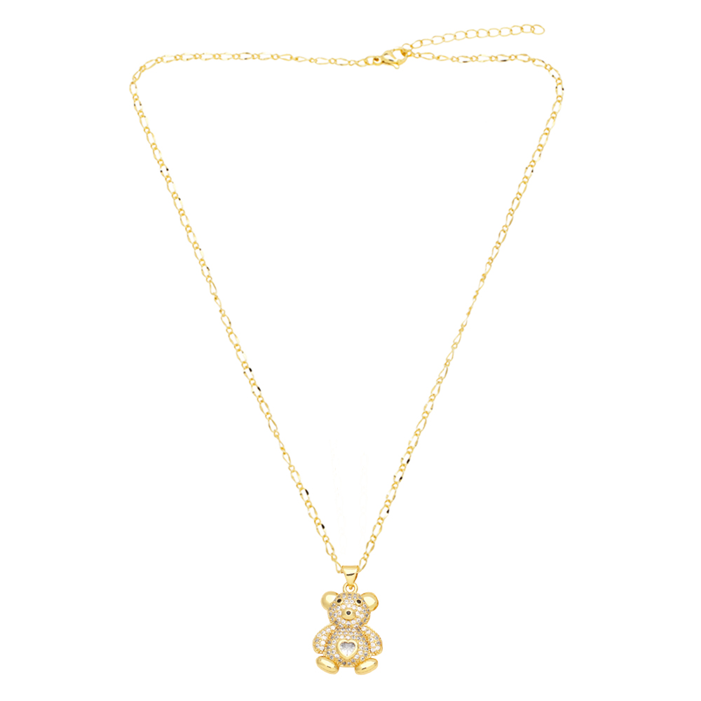 Cute Streetwear Little Bear Heart Shape Copper 18k Gold Plated Zircon Pendant Necklace In Bulk display picture 7