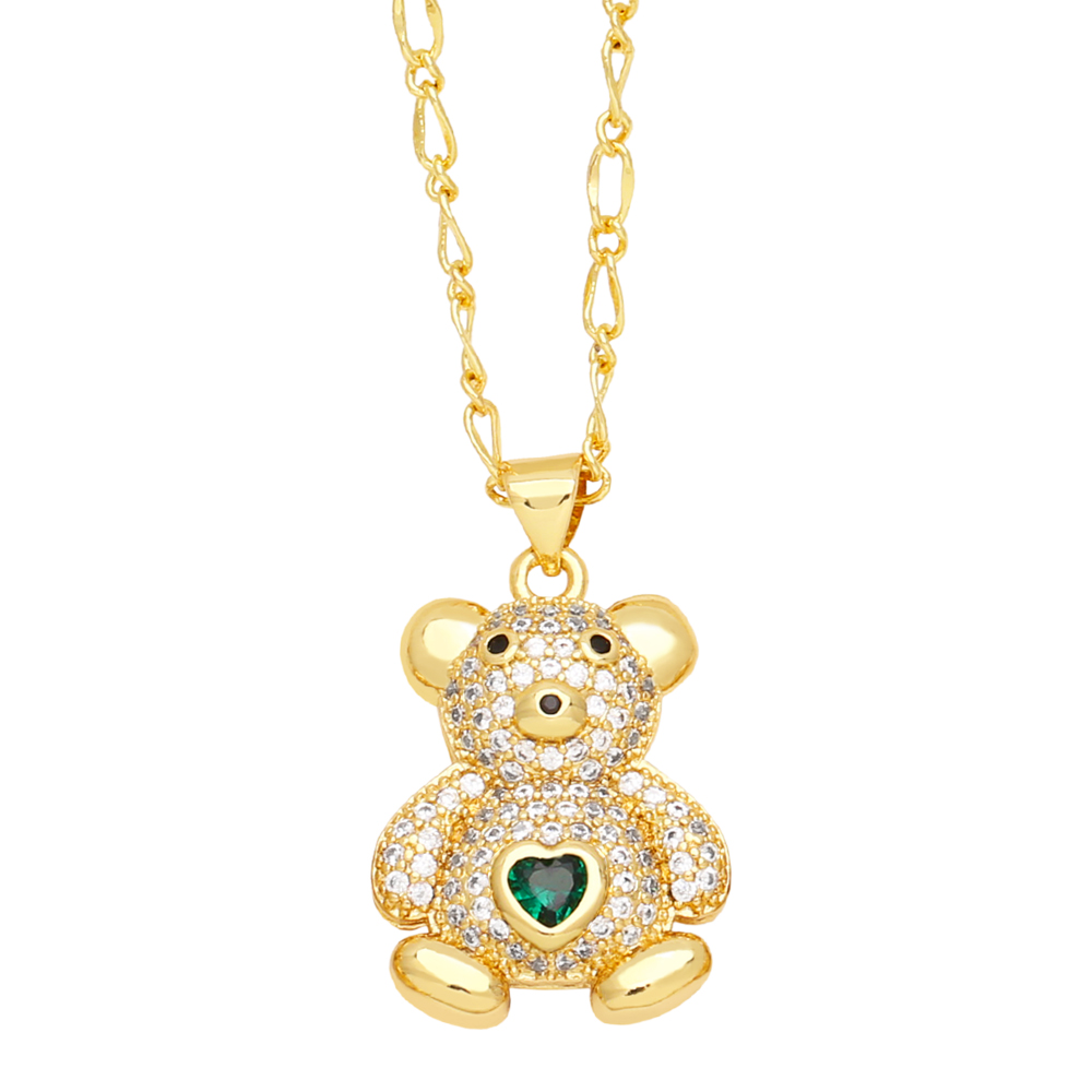 Cute Streetwear Little Bear Heart Shape Copper 18k Gold Plated Zircon Pendant Necklace In Bulk display picture 6