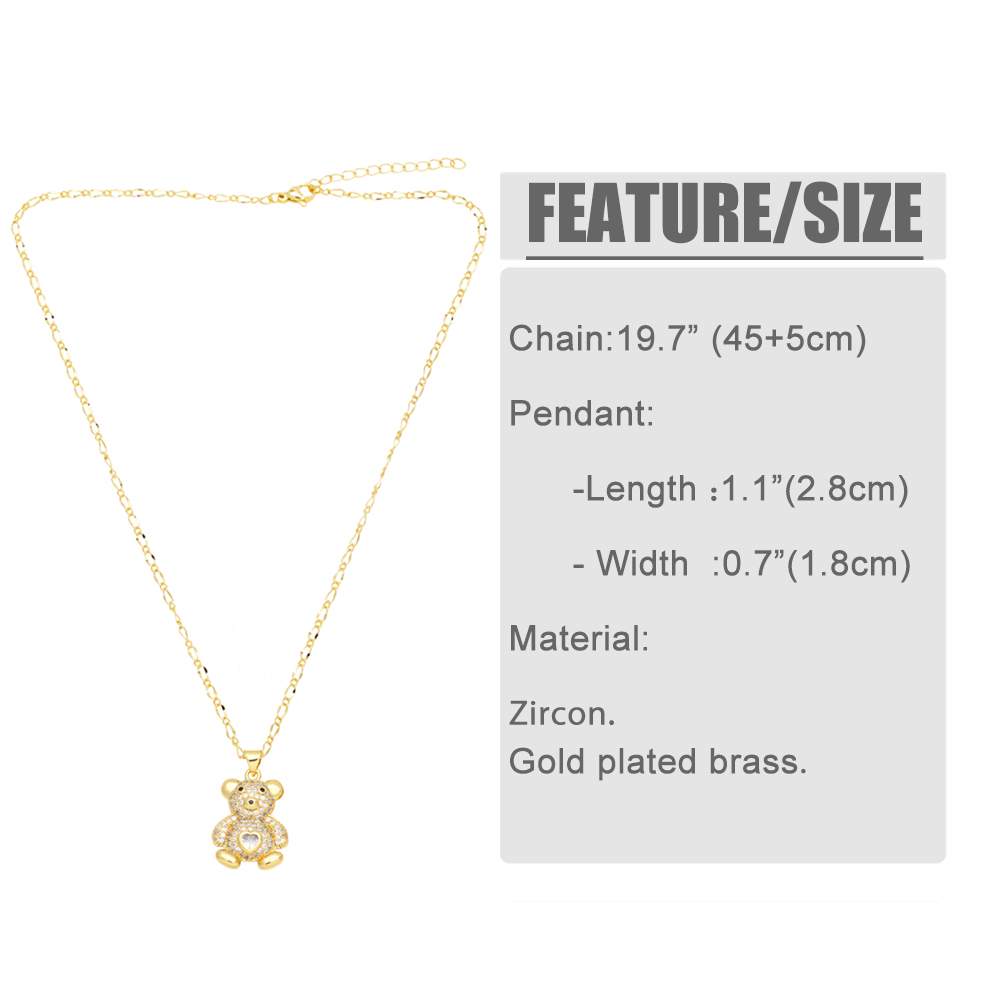 Cute Streetwear Little Bear Heart Shape Copper 18k Gold Plated Zircon Pendant Necklace In Bulk display picture 1