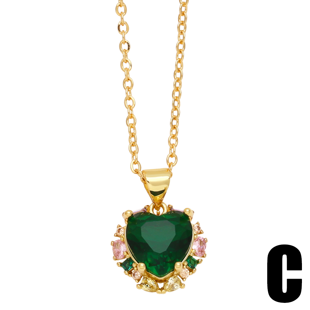 Ig Style Casual Retro Heart Shape Copper 18k Gold Plated Zircon Pendant Necklace In Bulk display picture 5
