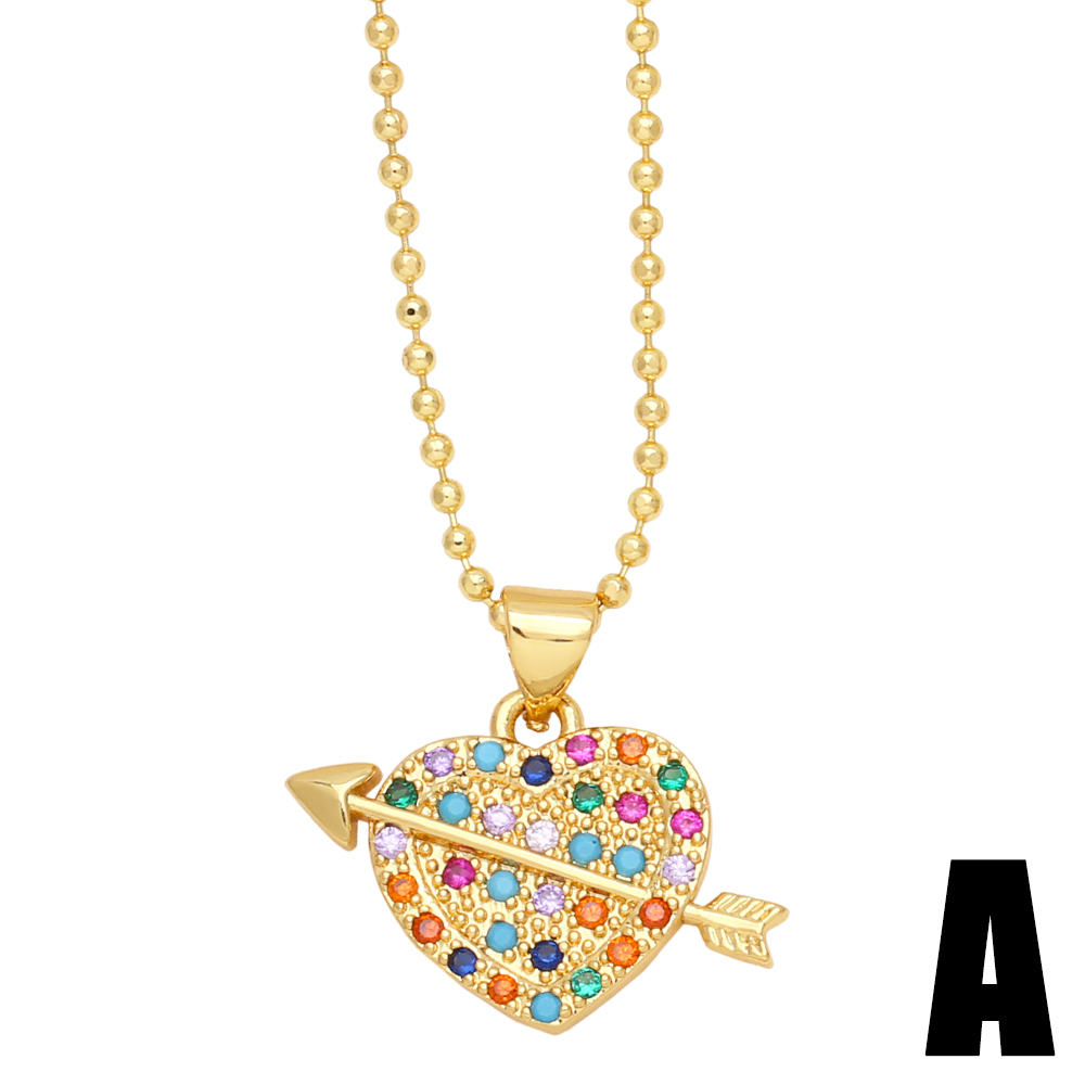 Ig Style Casual Retro Heart Shape Copper 18k Gold Plated Zircon Pendant Necklace In Bulk display picture 3