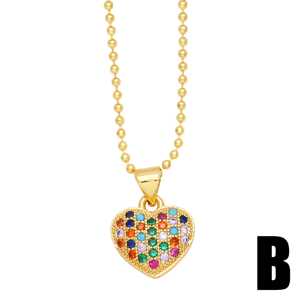 Ig Style Casual Retro Heart Shape Copper 18k Gold Plated Zircon Pendant Necklace In Bulk display picture 4