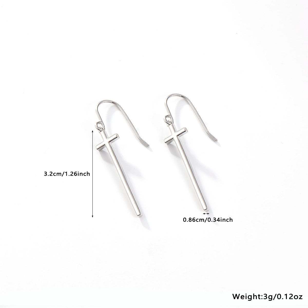 Wholesale Jewelry Simple Style Cross Sterling Silver White Gold Plated Plating Rings Earrings display picture 1