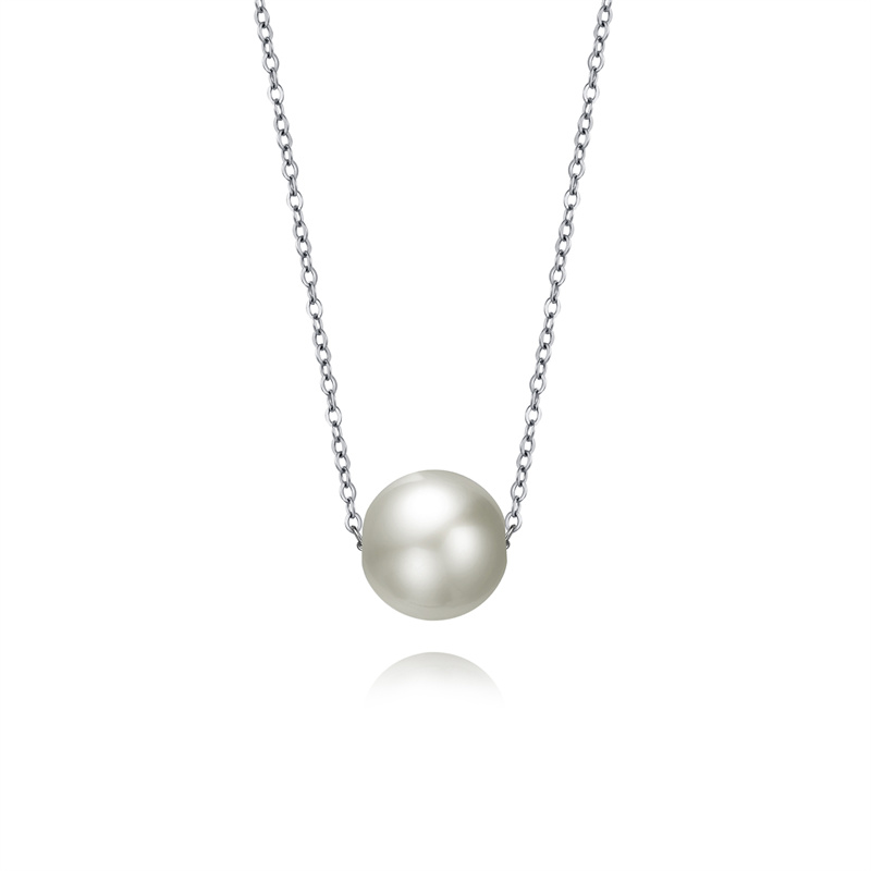 Simple Style Classic Style Solid Color Stainless Steel Freshwater Pearl Polishing Necklace display picture 1